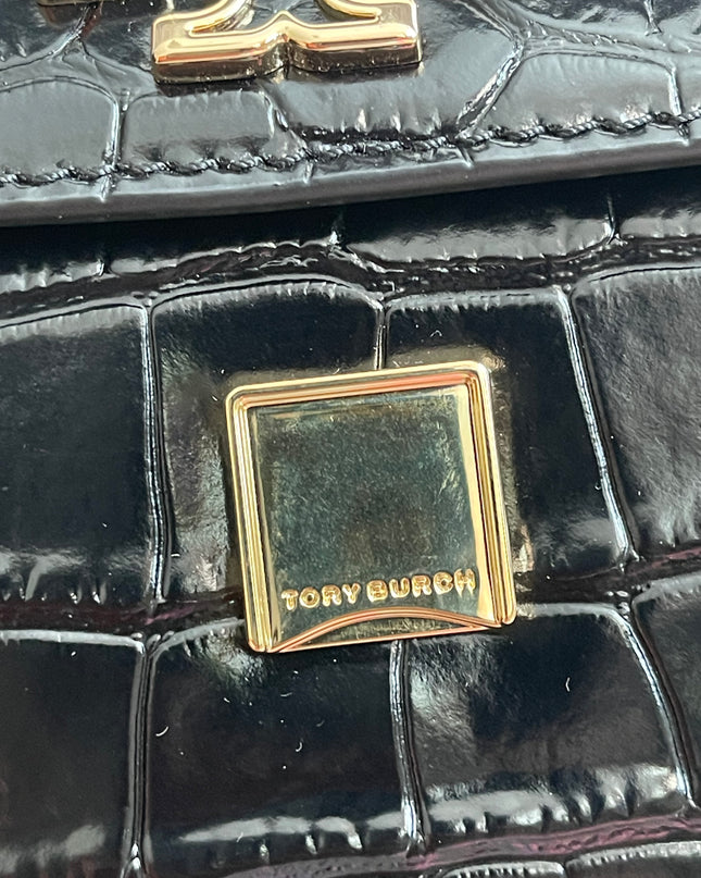 Preloved Authentic Tory Burch Britten Embossed Satchel in Black