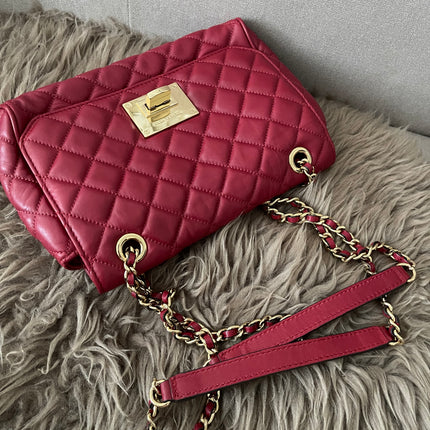 Preloved Authentic Michael Kors Red Vivianne Quilted Leather Shoulder Flap Bag