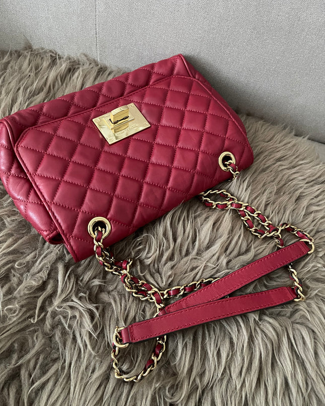 Preloved Authentic Michael Kors Red Vivianne Quilted Leather Shoulder Flap Bag