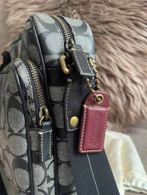 Preloved Authentic Coach Signature Varsity Stripe Flight Crossbody Bag