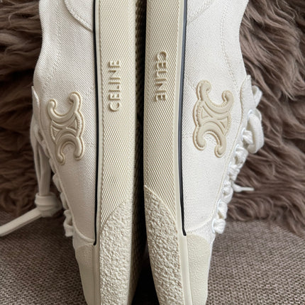 Preloved Authentic Celine Alan Sneaker with Triomphe in Canvas Off-White