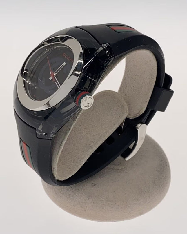 Preloved Authentic GUCCI SYNC/Sherry Line/Wristwatch/Analog/Rubber/BLK/137.3