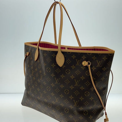 Preloved Authentic LOUIS VUITTON 2) Neverfull GM Monogram Canvas, Fuchsia, PVC, Brown, All-Over Print, M40991