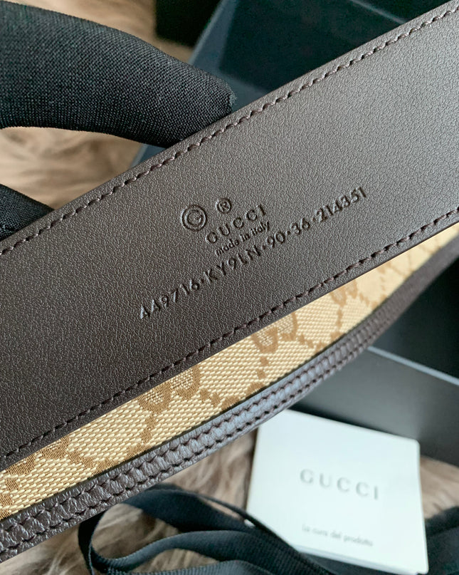 GUCCI GG SUPREME GUCCISSIMA CALFSKIN PALLADIUM BUCKLE BELT