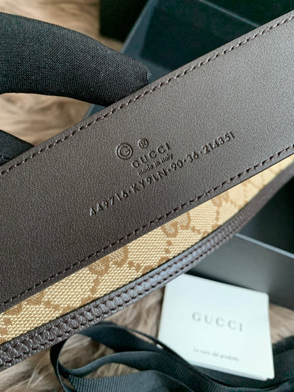 GUCCI GG SUPREME GUCCISSIMA CALFSKIN PALLADIUM BUCKLE BELT