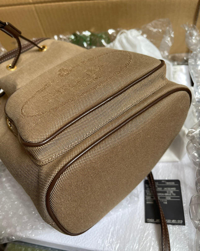 Preloved Prada  2021 Logo Jacquard Bucket Bag