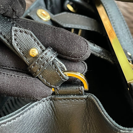 Preloved Fendi 2 Jours Bag Medium in Black w/initial