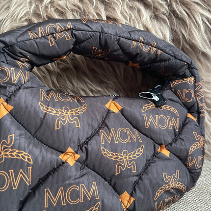 Preloved Authentic MCM Aren Hobo Bag Black Fabric