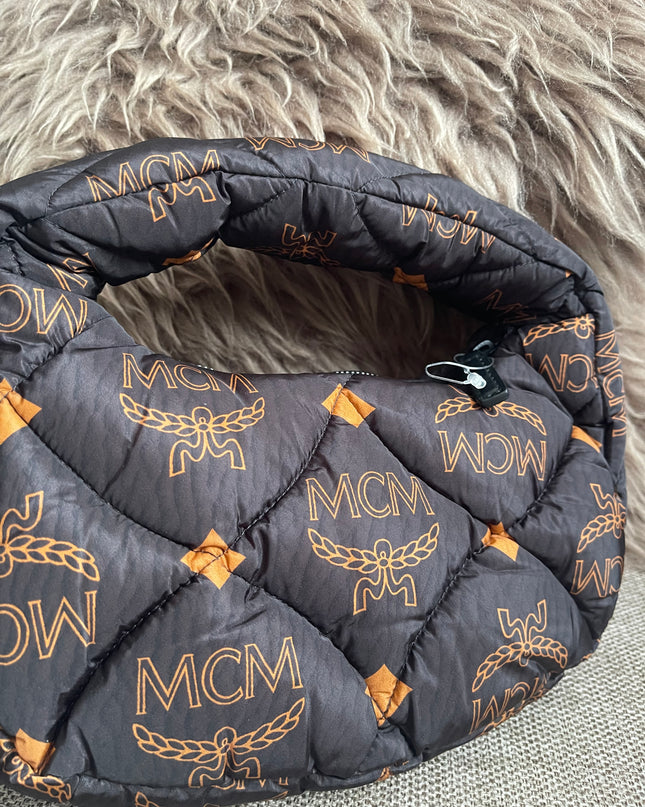 Preloved Authentic MCM Aren Hobo Bag Black Fabric