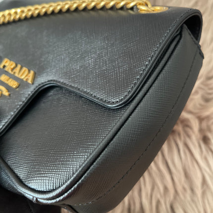 Preloved Authentic Pattina Flap Shoulder Bag Saffiano Leather Small crossbody bag