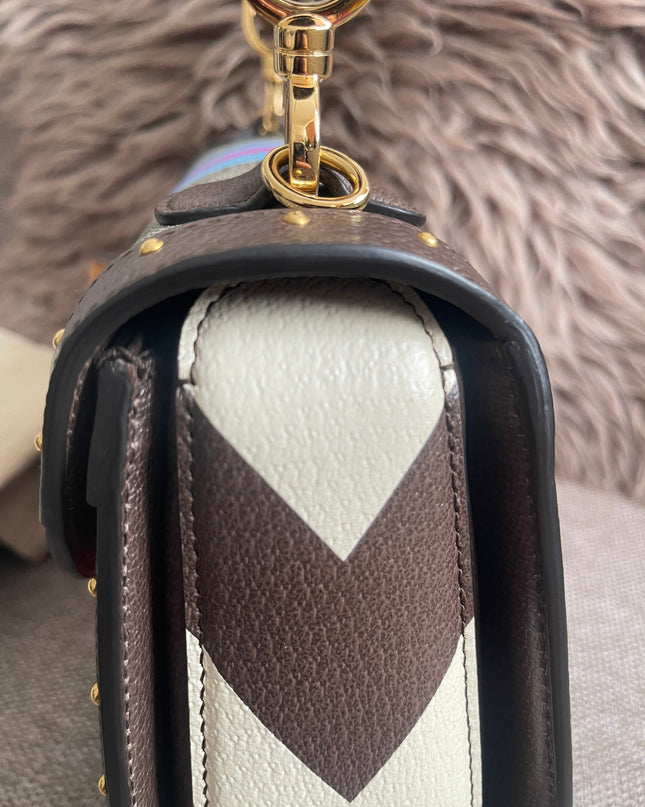 Preloved Authentic Gucci GG Supreme Canvas Leather and Python Medium Bamboo 1947 Top Handle Bag