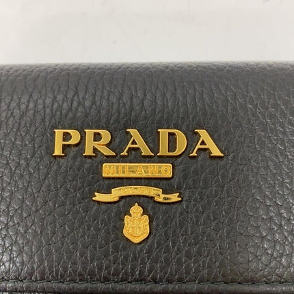 Preloved Authentic PRADA Coin Case/Card Case/PORTAF PICCOLO PATT/Grained Cowhide Leather/Black/1MH350