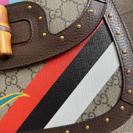 Preloved Authentic Gucci GG Supreme Canvas Leather and Python Medium Bamboo 1947 Top Handle Bag
