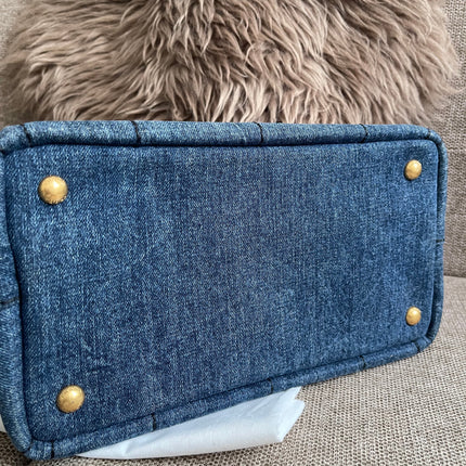 Preloved Authentic Prada Giardiniera Shopper Bag — Blue Denim