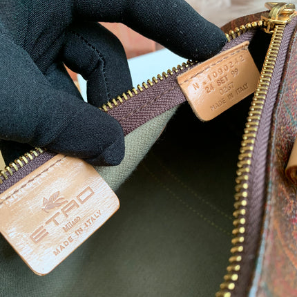 Etro Multicolor Paisley Print Coated Canvas and Leather Barrel Bag