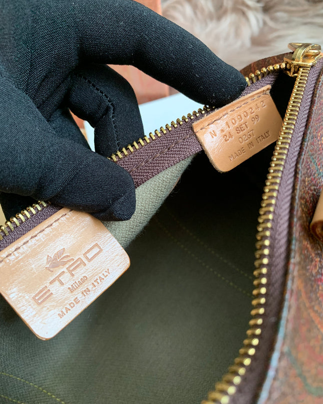 Etro Multicolor Paisley Print Coated Canvas and Leather Barrel Bag