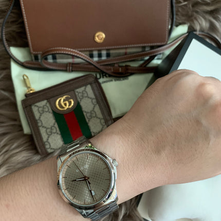 GUCCI Quartz watch/Analog/Stainless steel/BEG/SLV/SS/126.4