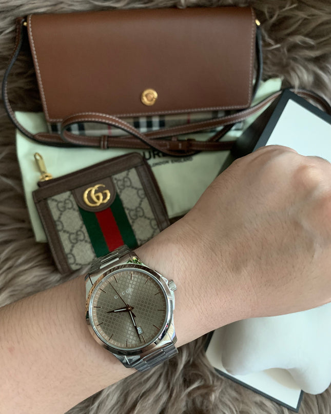 GUCCI Quartz watch/Analog/Stainless steel/BEG/SLV/SS/126.4