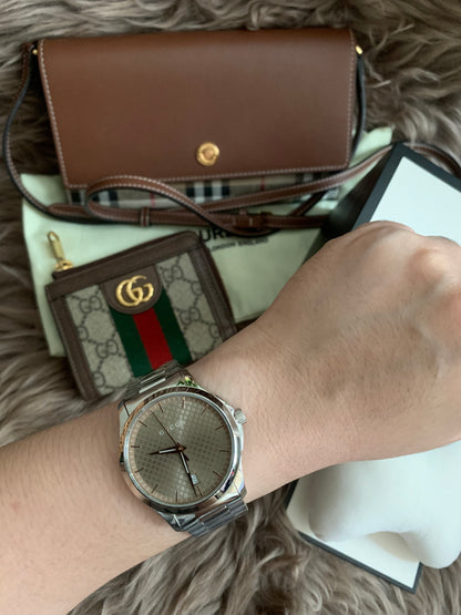 GUCCI Quartz watch/Analog/Stainless steel/BEG/SLV/SS/126.4