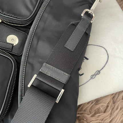 Preloved Authentic  Prada Tessuto Nylon and Saffiano Leather Messenger Bag