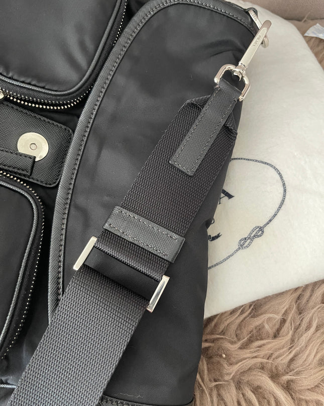 Preloved Authentic  Prada Tessuto Nylon and Saffiano Leather Messenger Bag