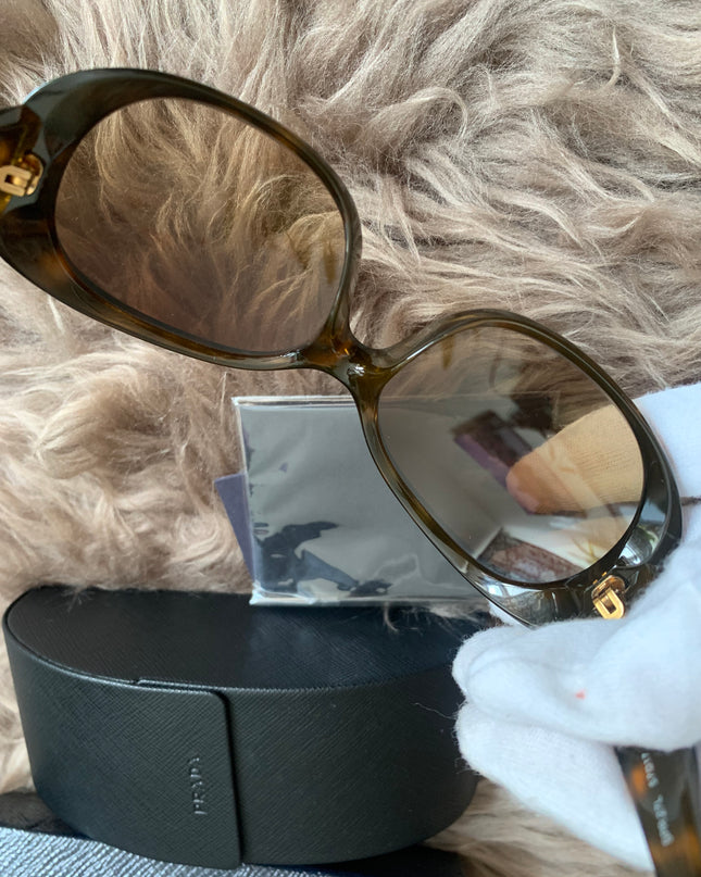 Prada Brown Oversized Oval Frame Sunglasses