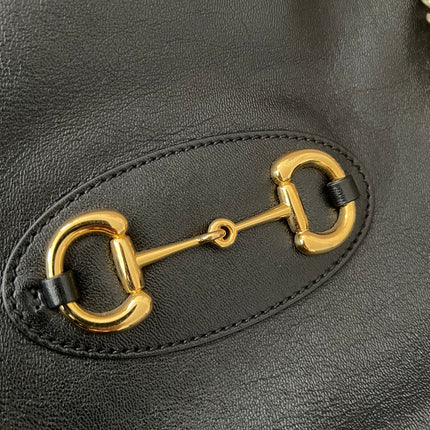 Preloved Authentic Rank A Gucci Horsebit 1955 tote bag in black leather