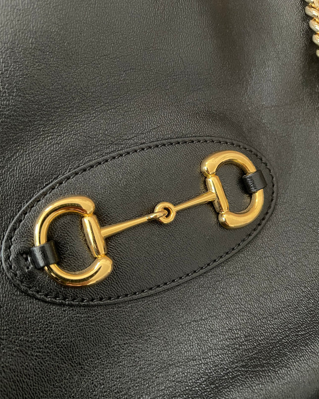 Preloved Authentic Rank A Gucci Horsebit 1955 tote bag in black leather