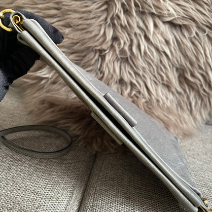 Preloved Autehntic Miu Miu Ruffle Crossbody Bag – Taupe