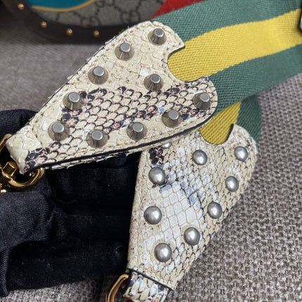 Preloved Authentic Gucci GG Supreme Canvas Leather and Python Medium Bamboo 1947 Top Handle Bag