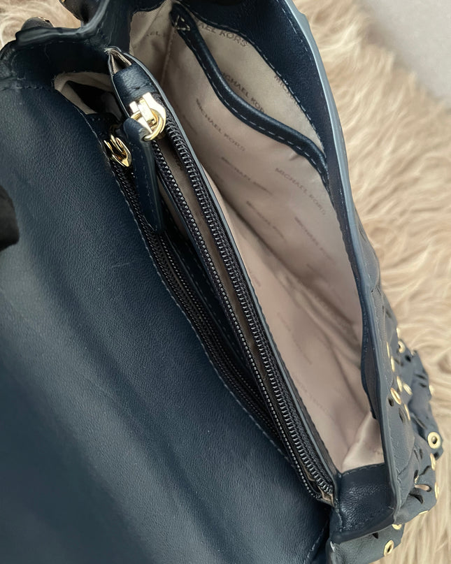 Preloved Authentic Michael Kors Black Leather Small Sloan Studded Chain Shoulder Bag