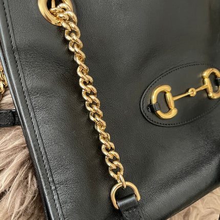 Preloved Authentic Rank A Gucci Horsebit 1955 tote bag in black leather