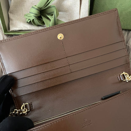 Preloved Authentic Gucci Horsebit 1955 Wallet with Chain in GG Supreme canvas