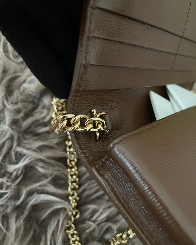 Preloved Authentic Gucci Horsebit 1955 Wallet with Chain in GG Supreme canvas