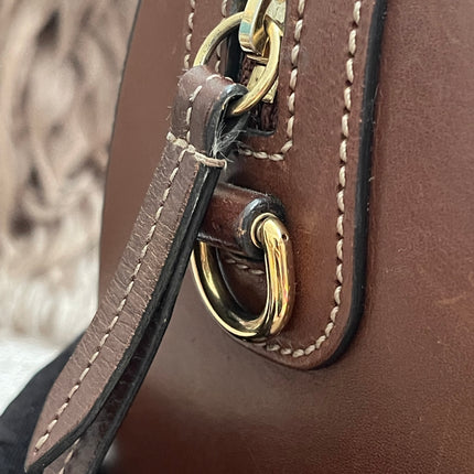 Peloved Authentic Gucci GG Supreme Duffle/Boston Mini – Tan Leather Trim with Strap