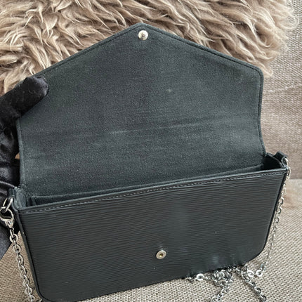 Preloved Authentic Louis Vuitton Félicie Pochette in Black Epi Leather