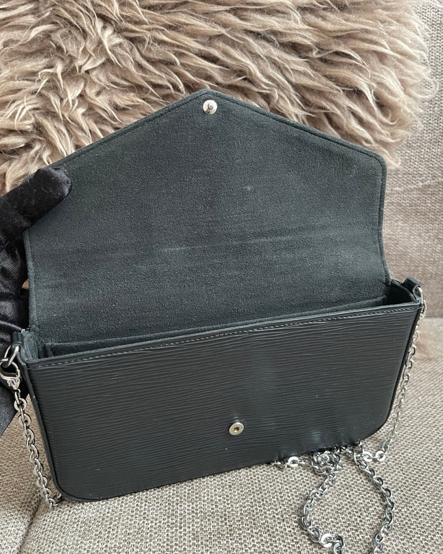 Preloved Authentic Louis Vuitton Félicie Pochette in Black Epi Leather