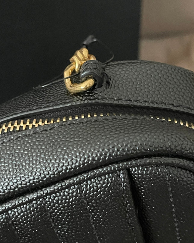 Preloved Authentic Saint Laurent Mini Lou Camera Bag in black quilted leather with gold-tone hardware