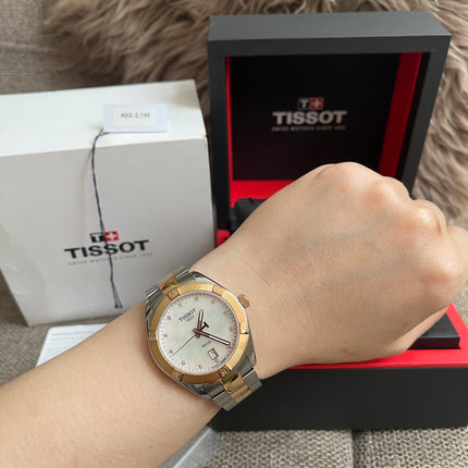 Preloved Authentic Tissot PR 100 Ladies Watch - Two-Tone, Pearlescent Dial and Diamond Markers