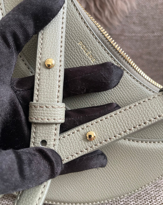 Preloved Authentic Polène Numéro Un Nano – Sage Green Textured Leather