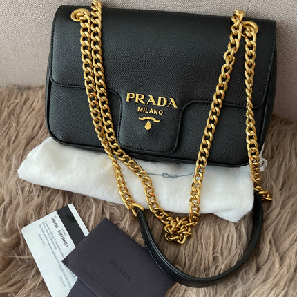 Preloved Authentic Pattina Flap Shoulder Bag Saffiano Leather Small crossbody bag