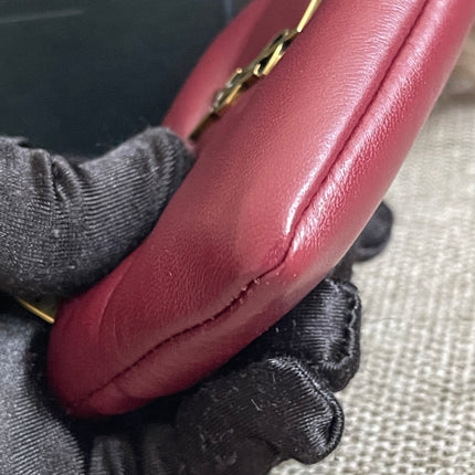 Preloved Authentic Saint Laurent Monogram Zipped Card Case — Burgundy