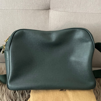 Preloved Authentic Louis Vuitton Green Taiga Leather Reporter PM Messenger Bag