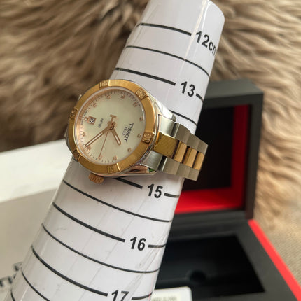 Preloved Authentic Tissot PR 100 Ladies Watch - Two-Tone, Pearlescent Dial and Diamond Markers