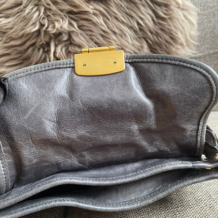 Preloved Authentic Miu Miu Coffer Bag – Slate Blue Distressed Leather