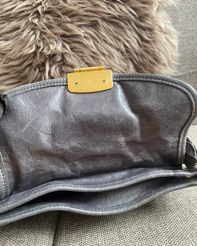Preloved Authentic Miu Miu Coffer Bag – Slate Blue Distressed Leather