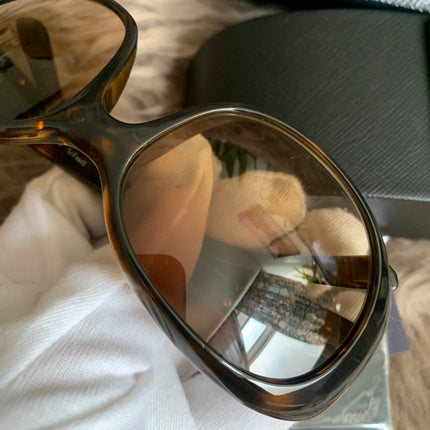 Prada Brown Oversized Oval Frame Sunglasses