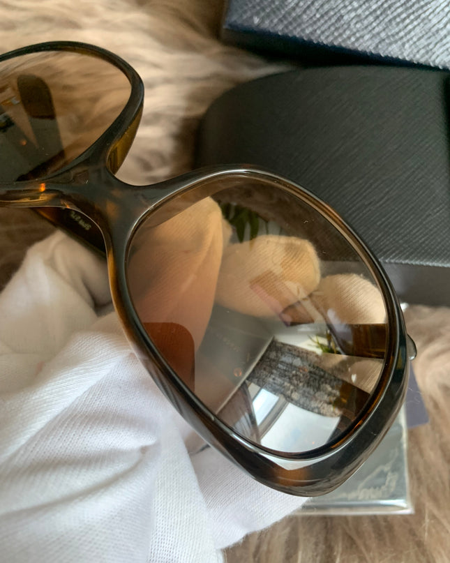 Prada Brown Oversized Oval Frame Sunglasses
