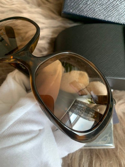 Prada Brown Oversized Oval Frame Sunglasses