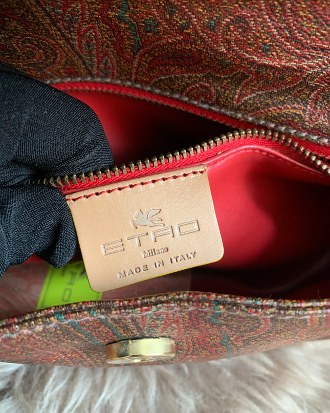 Etro Multicolor Paisley Coated Canvas and Leather Flap Crossbody Bag